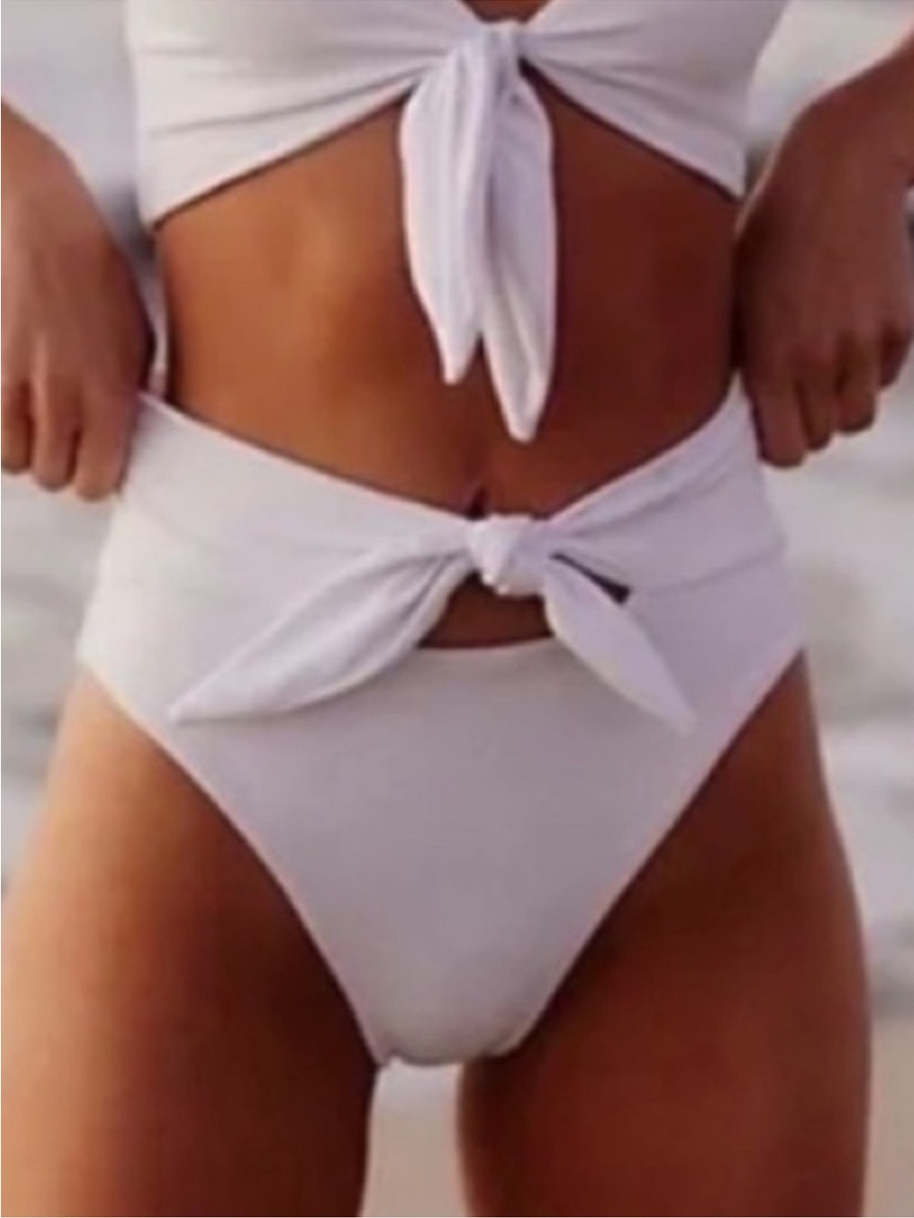 New! Beach Riot Emma White Ribbed Tie-Front Swim Bottoms 34164